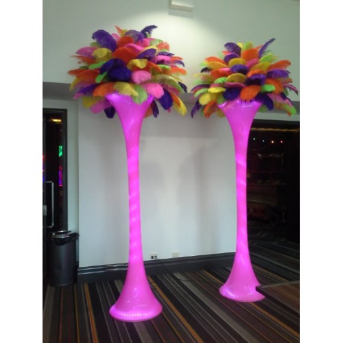 Lighted Floor Standing Tower With Feathers